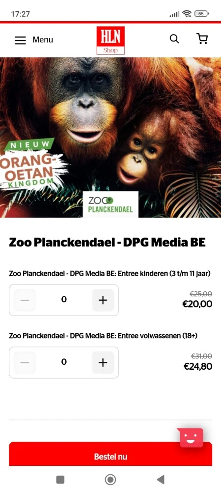 Weekdeals bij HLN shop: 20% korting op ticket...