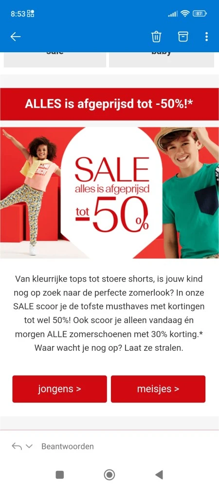 Bij kleertjes.com: *In de SALE scoor je de to...