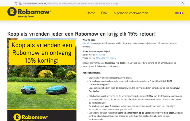 Koop als vrienden ieder een Robomow en krijg...