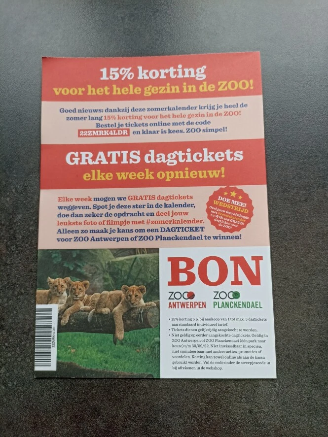 15% korting voor het hele gezin met bovenstaa...