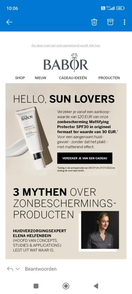 Bij Babor krijg je bij aankoop vanaf €120 een...