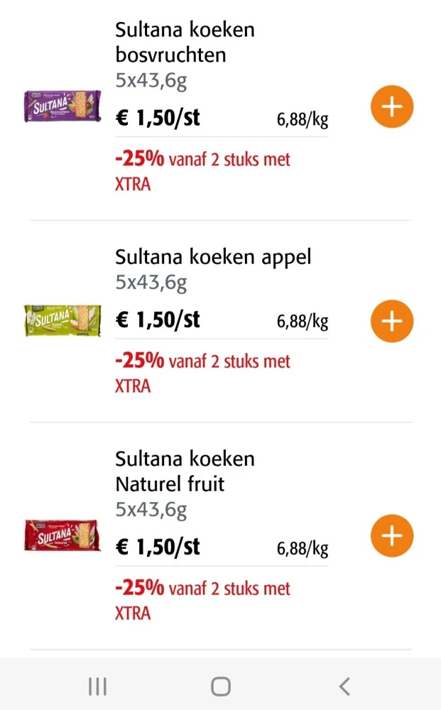 Colruyt sultana €1,50 (reactie AH) maar - 25%...
