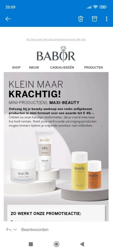 Gratis miniproducten bij aankoop bij Babor te...