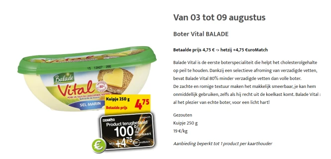 100% terugbetaald bij match en smatch op de €...