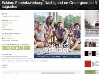 Eskimo uitverkoop op 3 augustus - Autostradew...