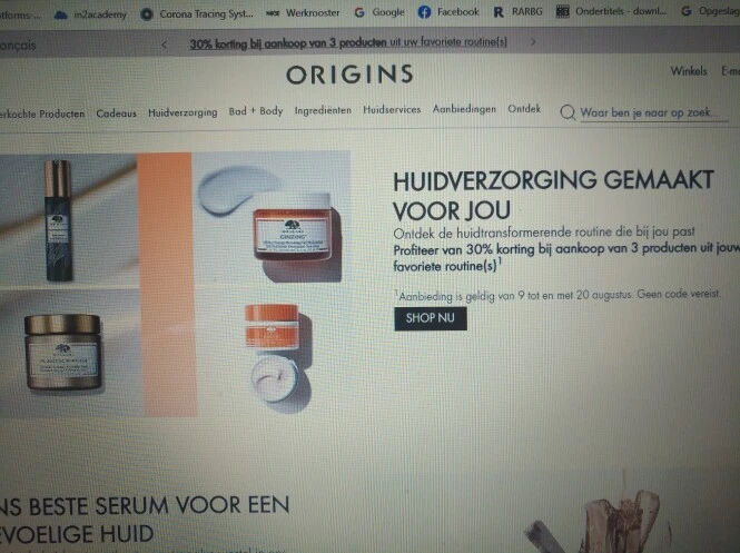 Bij aankoop v 3 producten v Origins krijg je...