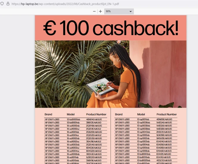 HP x360 + accessoire cashback € 100,- cashbac...