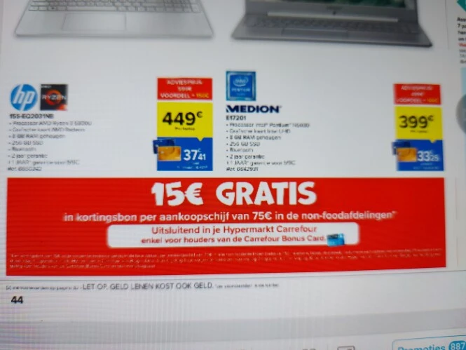 Carrefour vanaf 24/8 €15 gratis in kortingsbo...