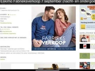Eskimo Fabrieksverkoop 7 september (nacht- en...