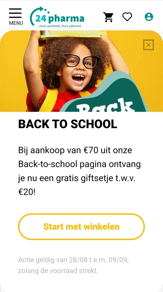 24pharma.be bij aankoop van €70 uit onze back...
