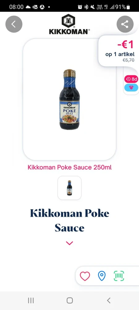 Shopmium €1 terugbetaald kikkoman poke sauce
