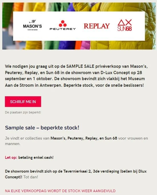 Morgen 28/09 én zaterdag 1/10 is er Sample Sa...