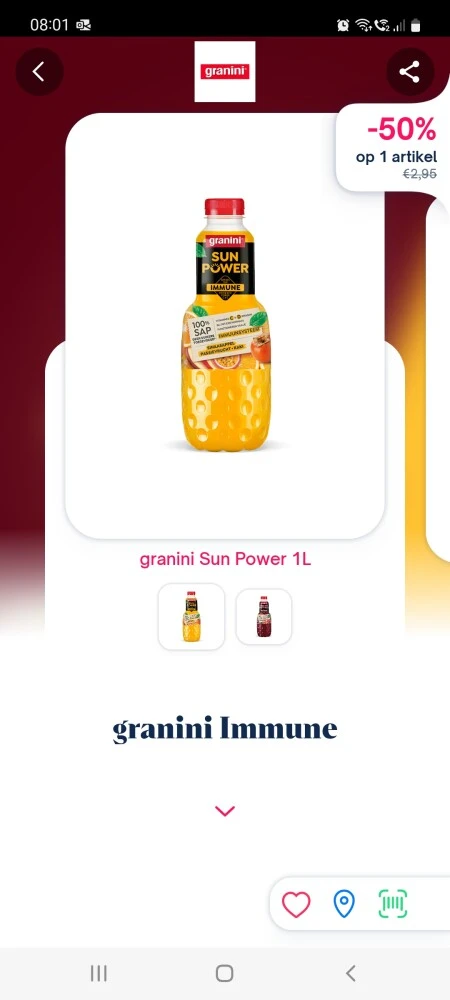 Shopnium 50% cashback granini sun.power 1l