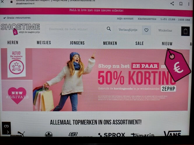 shoetimeonline.nl shop nu het 2e paar met 50%...