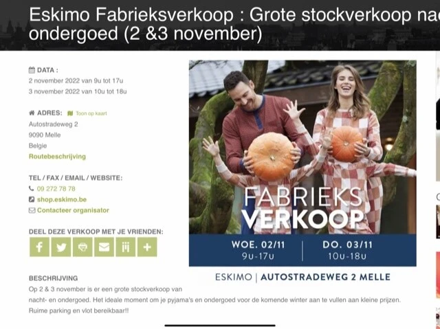Eskimo Fabrieksverkoop : Grote stockverkoop n...