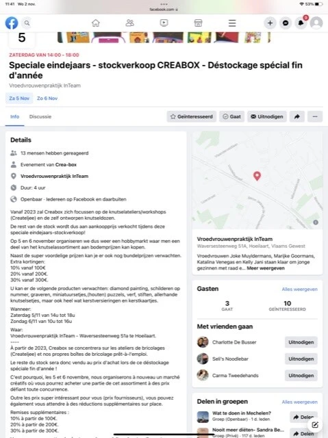 Stockverkoop Creabox (knutselgerief) 5/6 nove...