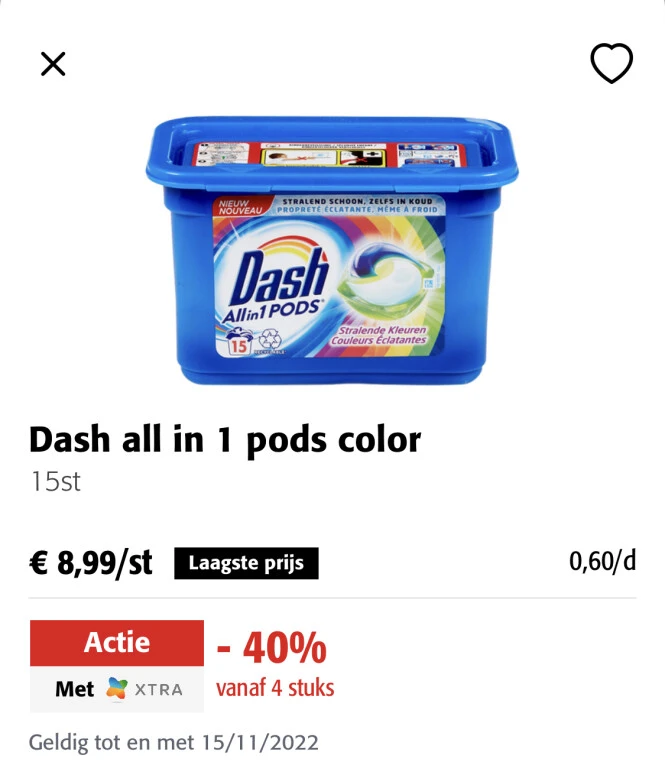 Dash in de afprijzing in de Colruyt. Voor de...