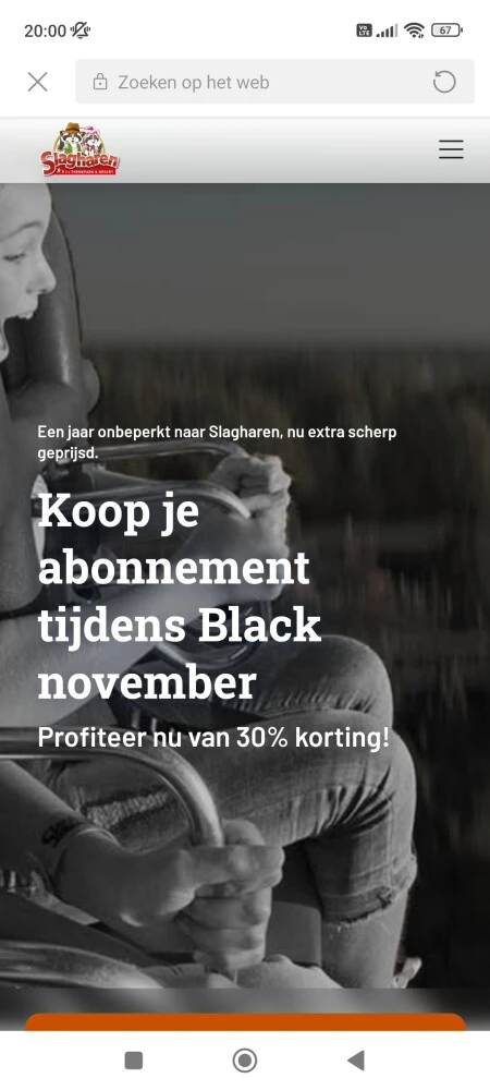 Abonnement actie Black november bij Slagharen...