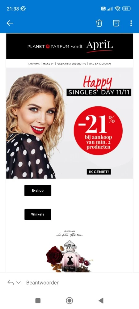 Singles Day bij April beauty: 21% korting op...