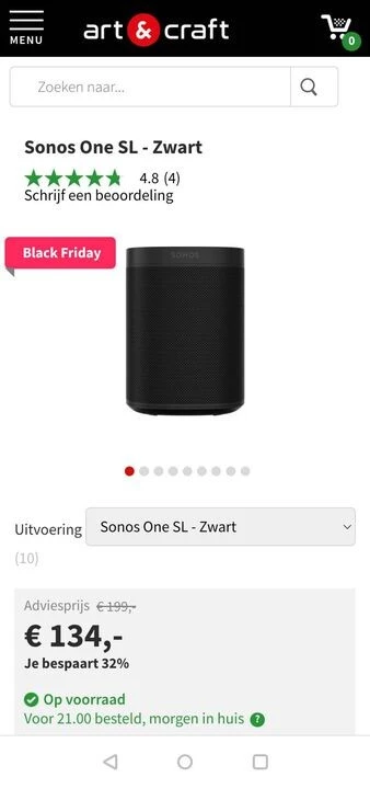 Sonos One koopje? Gezien bij Art&Craft aan €...
