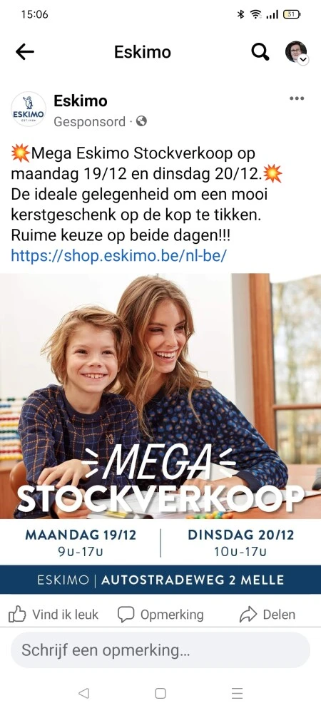 Mega stockverkoop Eskimo op maandag 19 en din...
