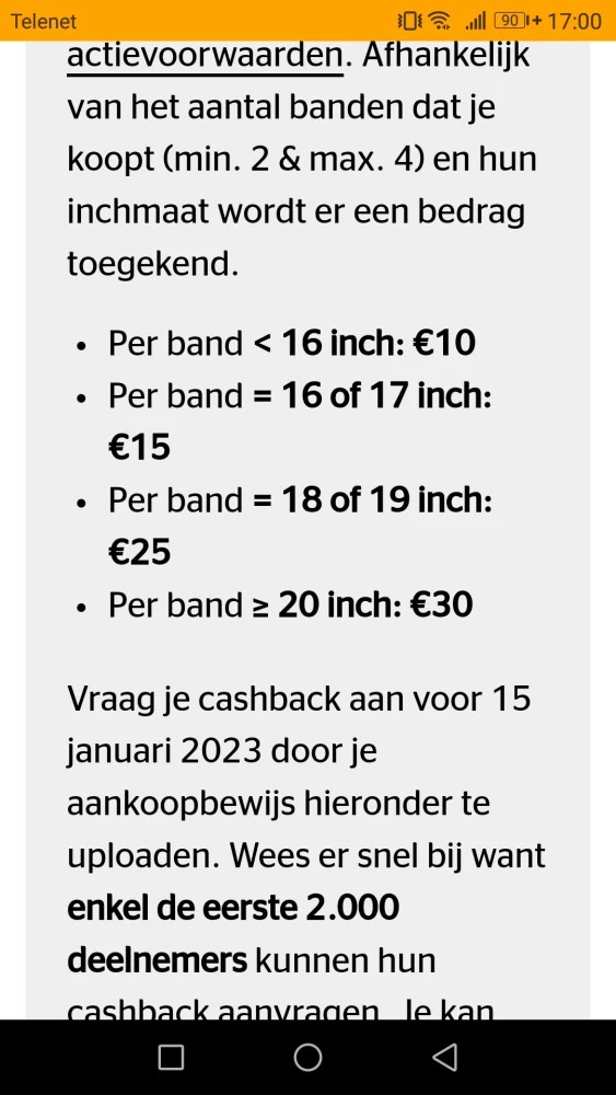 Tot 120€ terugbetaald voor min 2 en max 4 win...