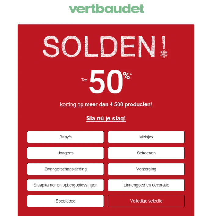 Solden bij vertbaudet.be tot -50% korting op...