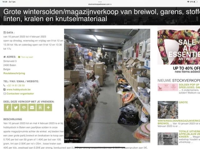 Grote wintersolden/magazijnverkoop van breiwo...