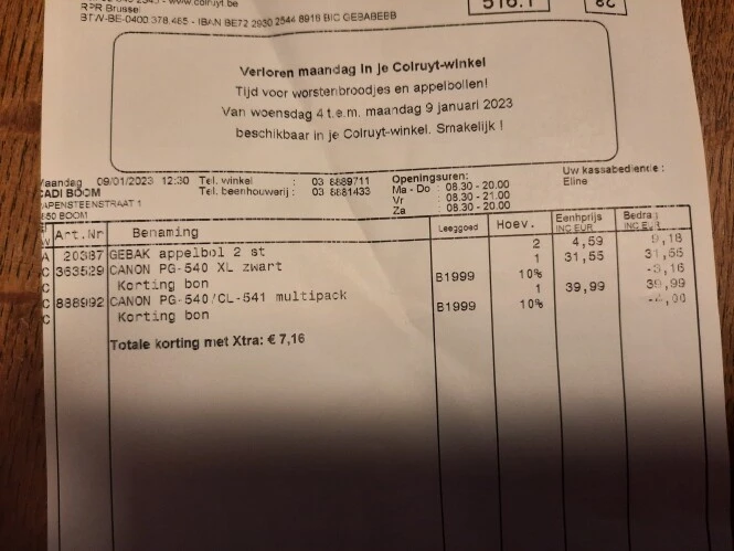Colruyt 10% korting op canon inktpatronen gek...