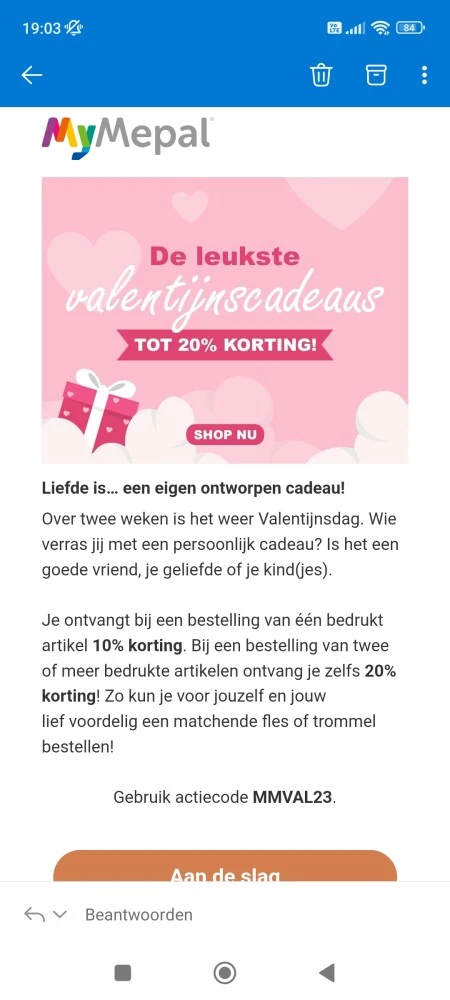 Je ontvangt bij een bestelling van één bedruk...