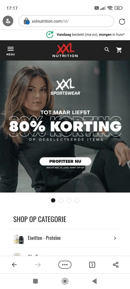 Bij xxl nutrition is er tot -80% korting op e...