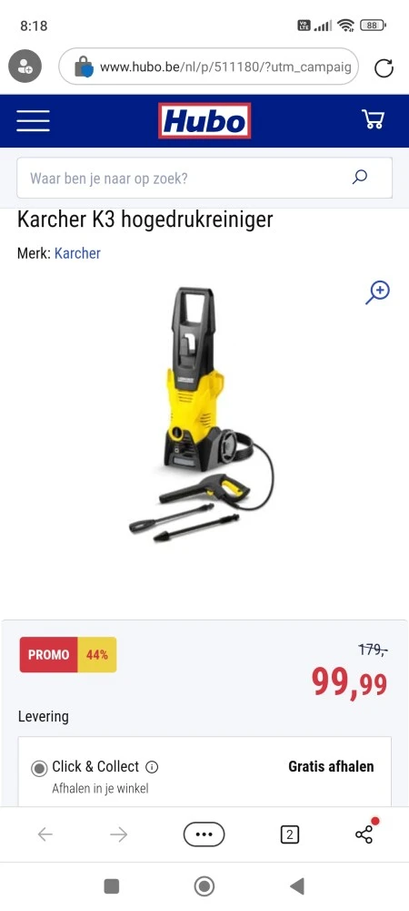 Stunt van de week bij Hubo: -44% op Karcher K...