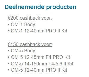 OLYMPUS Claim tot wel €200 cashback op de kra...