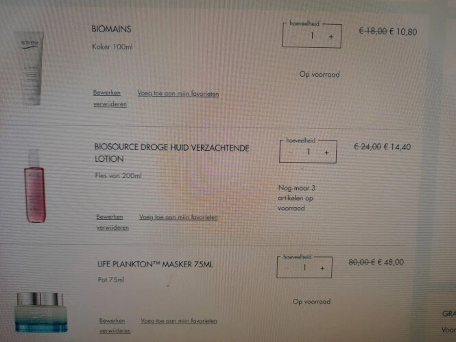 -40% bij aankoop v 2 Biotherm producten + gra...
