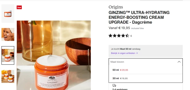 Dagcrème van het merk Origins nu in promo op...