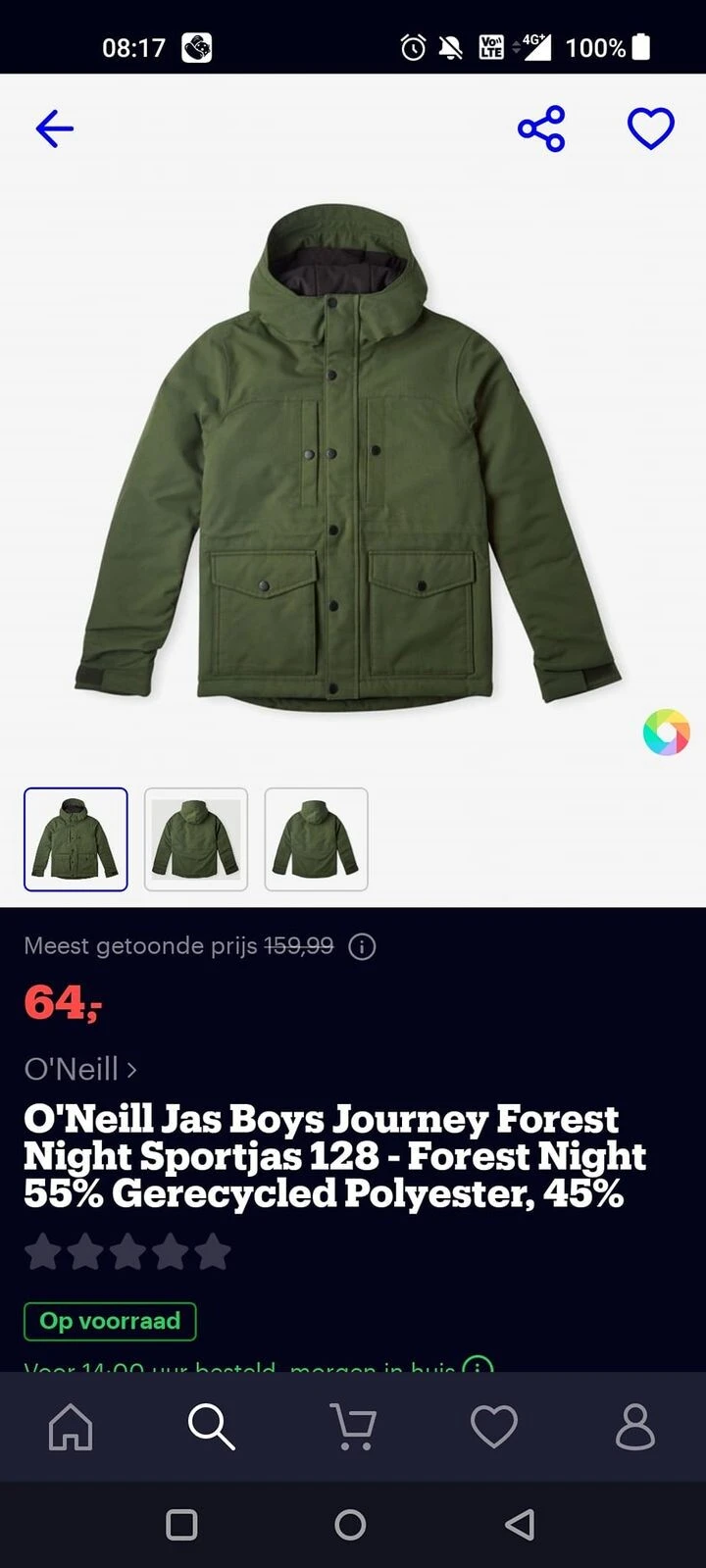 O'Neil winterjas op bol.com 64 euro. Originel...