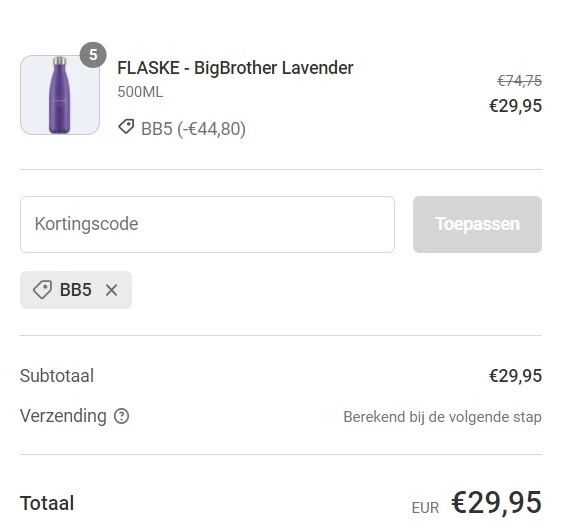 FLASKE Webshop: 5 paarse Big Brother flessen...