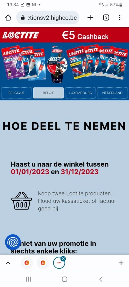 5€ terugbetaald bij aankoop v 2 producten v L...