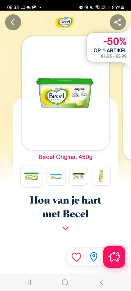 Shopmium -50% becel original 450g