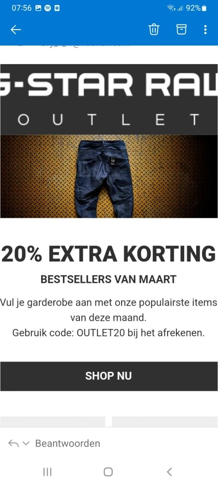 -20% extra korting op bestsellers bij G-star...
