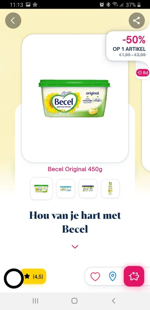 Via shopmium app -50% cashback op de becel bo...