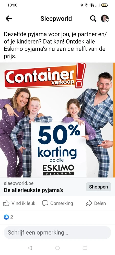 Sleepworld: 50% op alle eskimo pyama's, wegen...