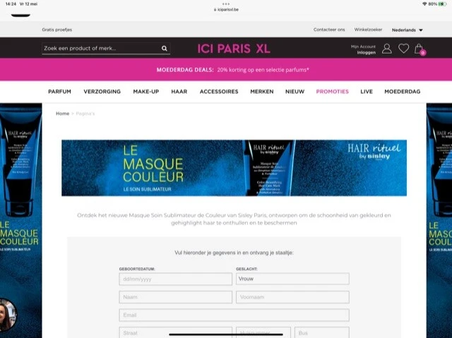 Staaltje van nieuwe Masque Soin Sublimateur d...