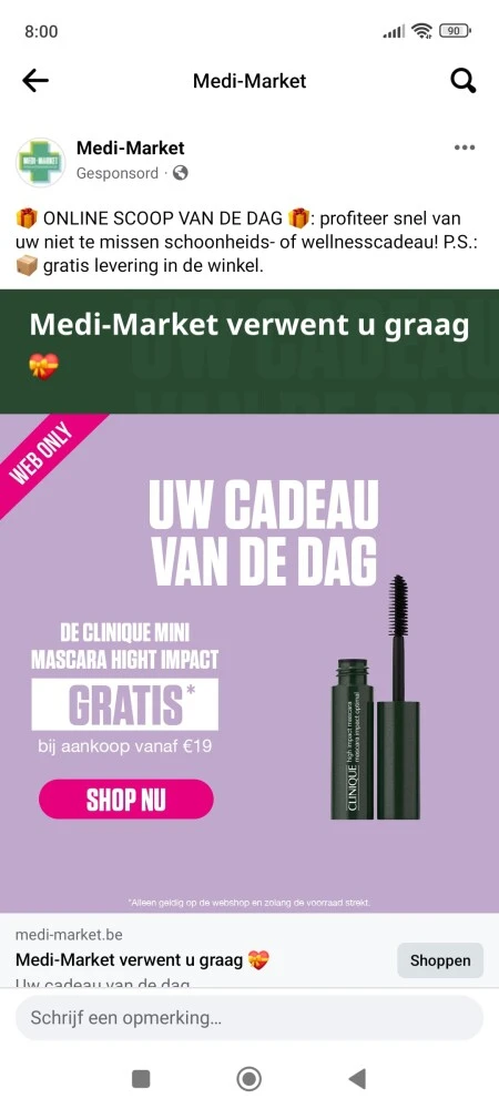 Cadeau van de dag bij medi-market.be: bij aan...