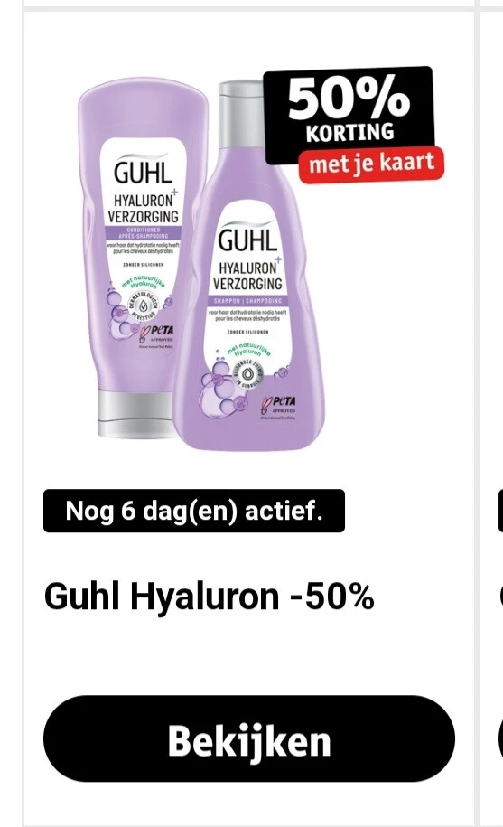 Kruidvat clubpromo 50% korting guhl hyaluron...