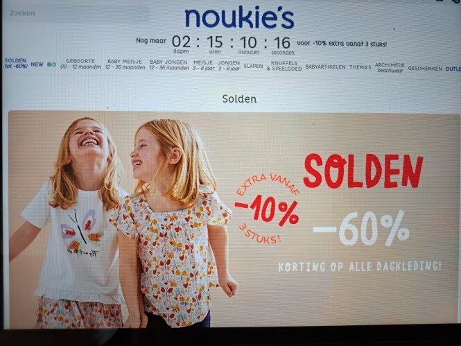 noukies.com solden tot -60% op alle dagkledin...