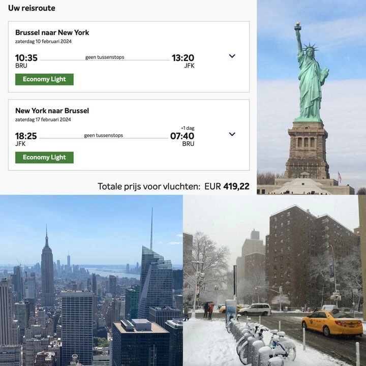 ✈️ Retourtje New York🗽 voor 419€, met Brusse...