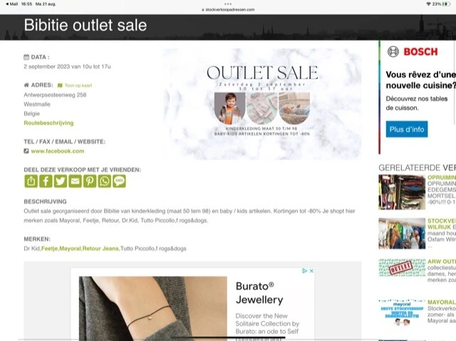 Bibitie outlet sale 2/9 Antwerpsesteenweg 258...