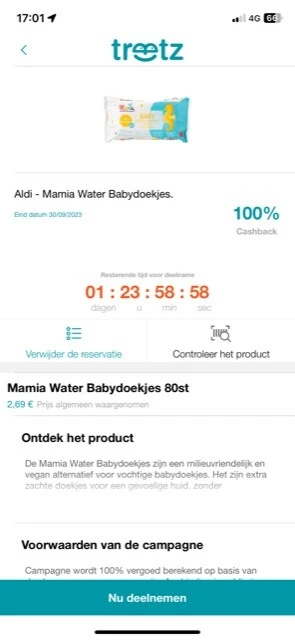 Via Treetz bij Aldi Mamia water babydoekjes v...