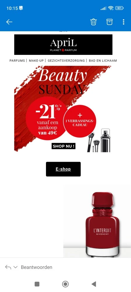 21% op aankoop van min. €49 en gratis geschen...